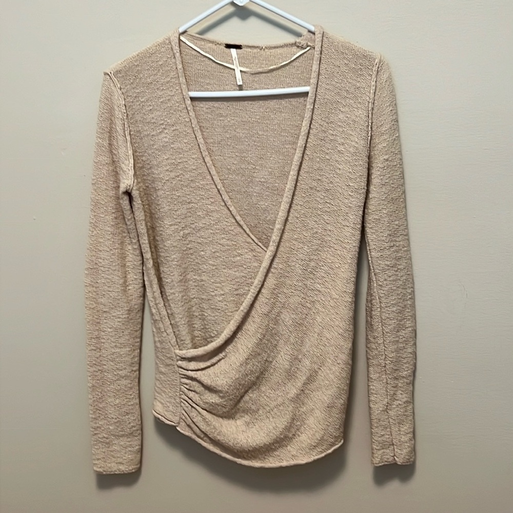 Free People Gotham Faux Wrap Long Sleeve Sweater